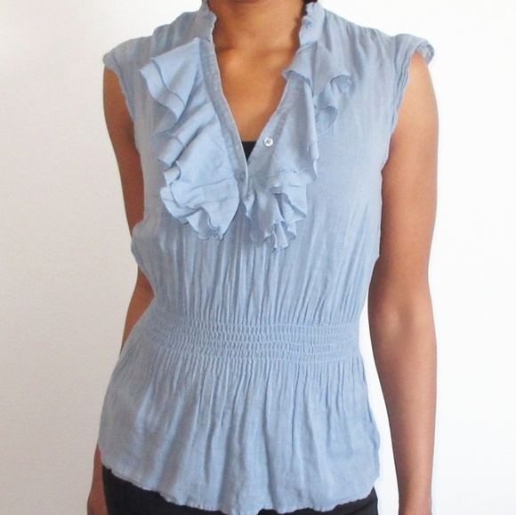 Xhilaration Tops - Xhileration Sleeveless Ruffle Top Blue Size Small